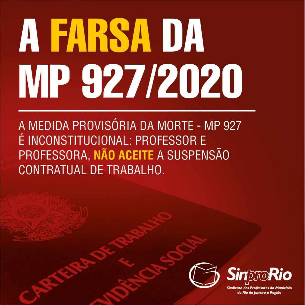 MP 927/2020: todos/as devemos lutar contra ela!