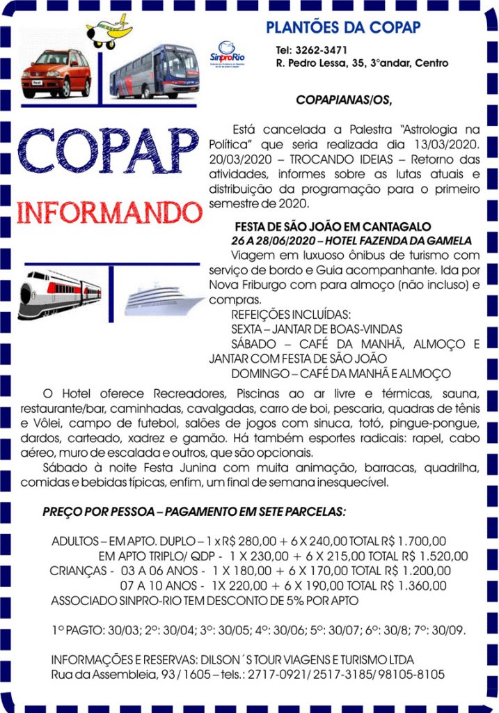 Copap – fique atenta/o à programação!