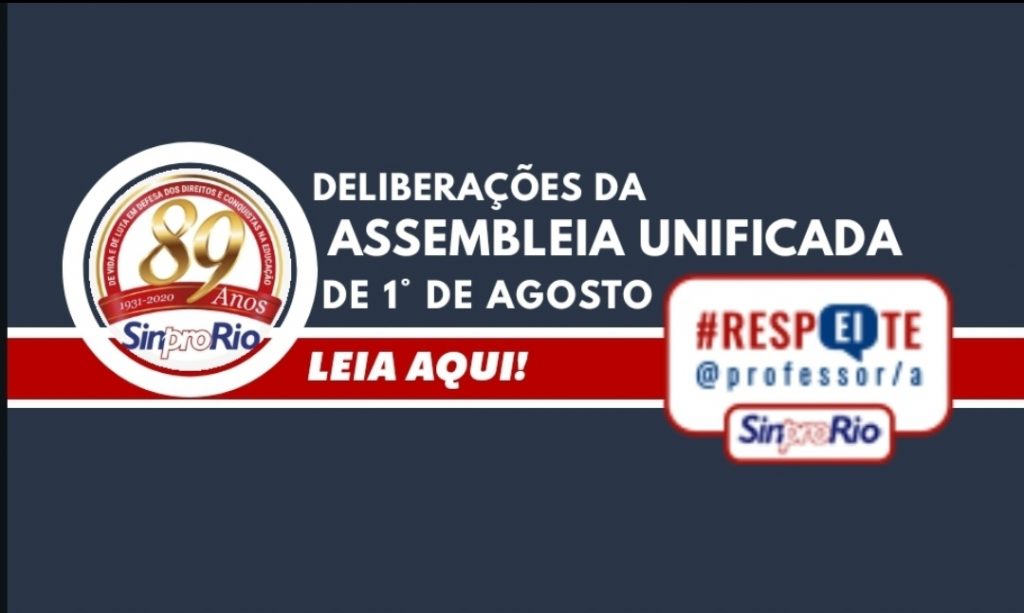 Assembleia de 01/08: professores/as votam pelo não retorno às aulas presenciais. Acompanhe a repercussão AQUI!