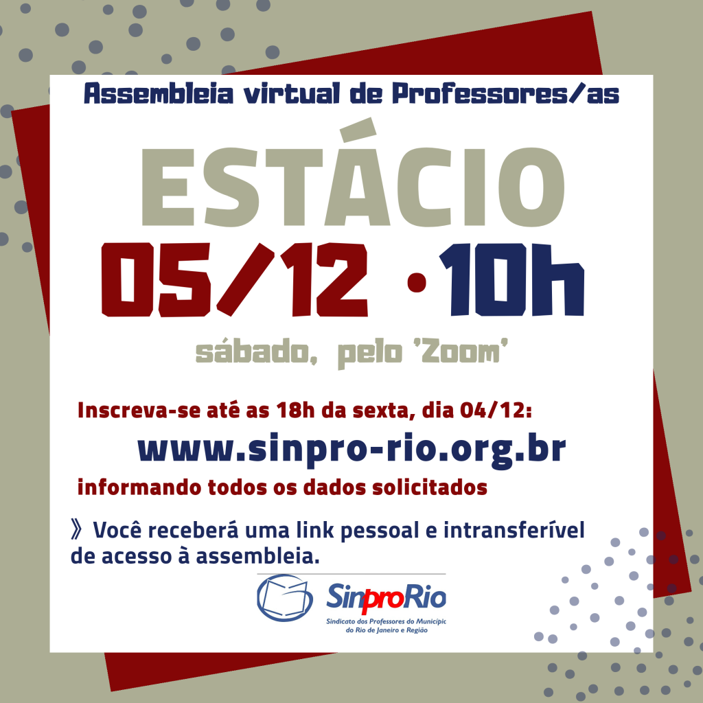 Estácio: assembleia dia 05/12, às 10h. Inscreva-se já!