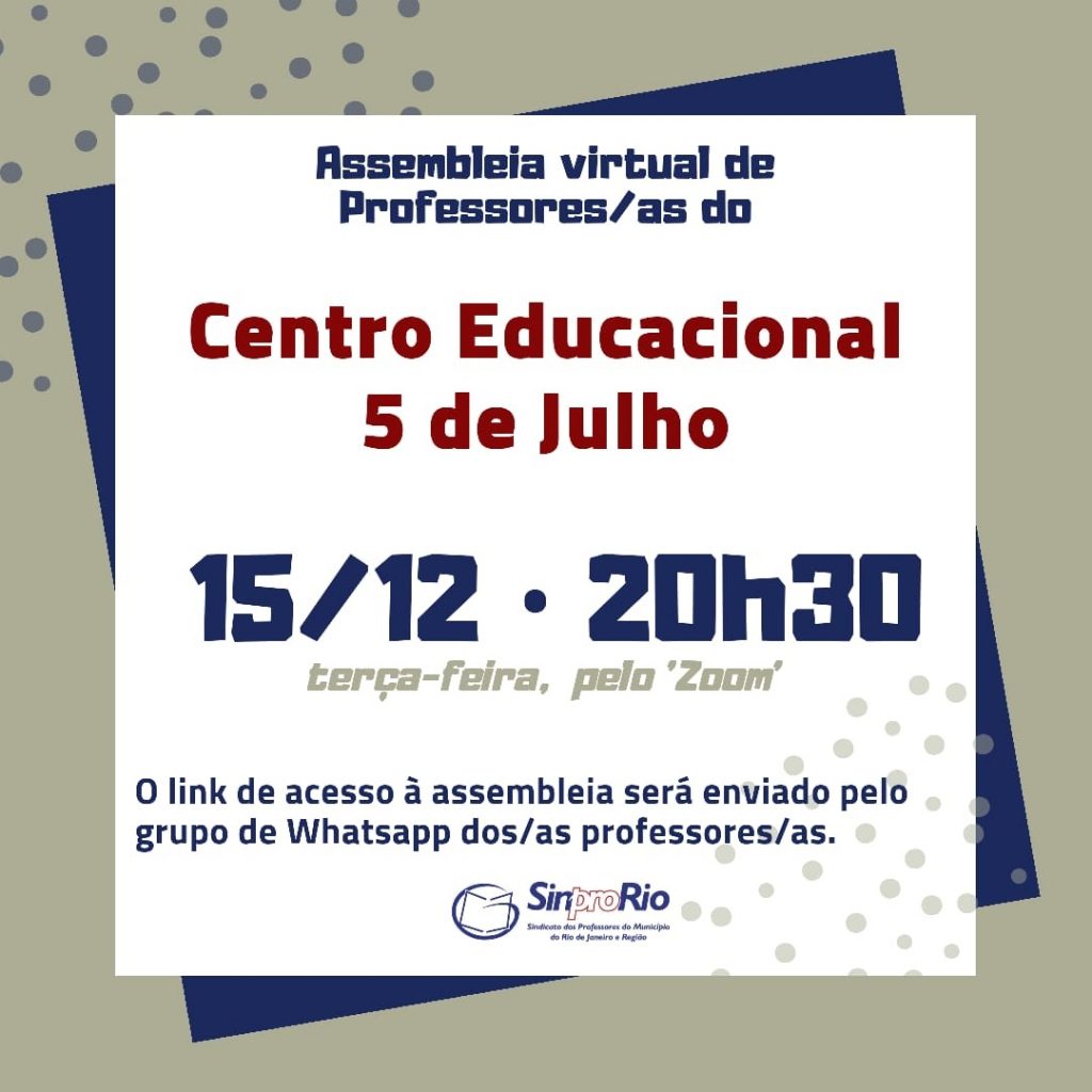 Colégio 5 de julho: deliberações da assembleia de 15/12