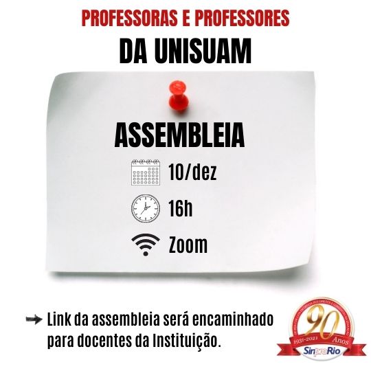 UNISUAM: assembleia dia 10/dez, às 16h!