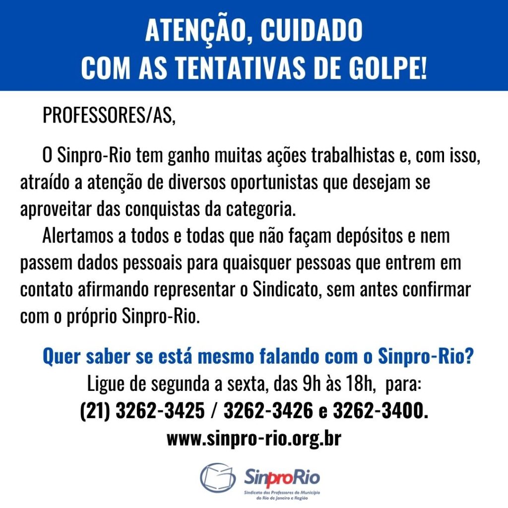 Atenção, professor/a, às tentativas de golpe!