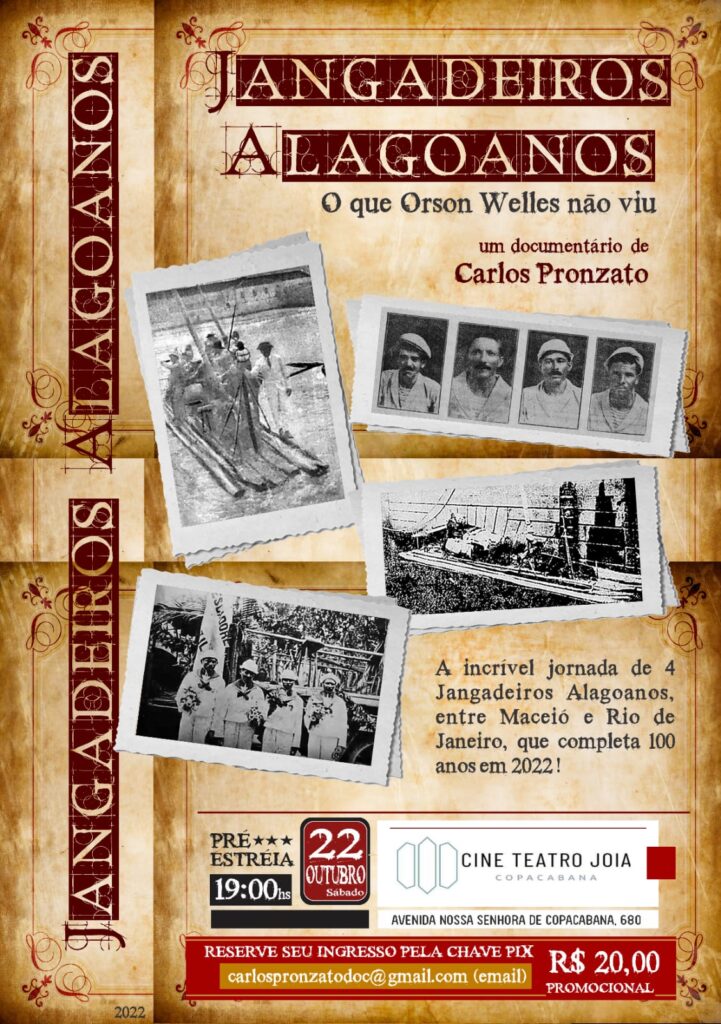 Documentário JANGADEIROS ALAGOANOS, dia 22/10, com desconto para filiados ao Sinpro-Rio