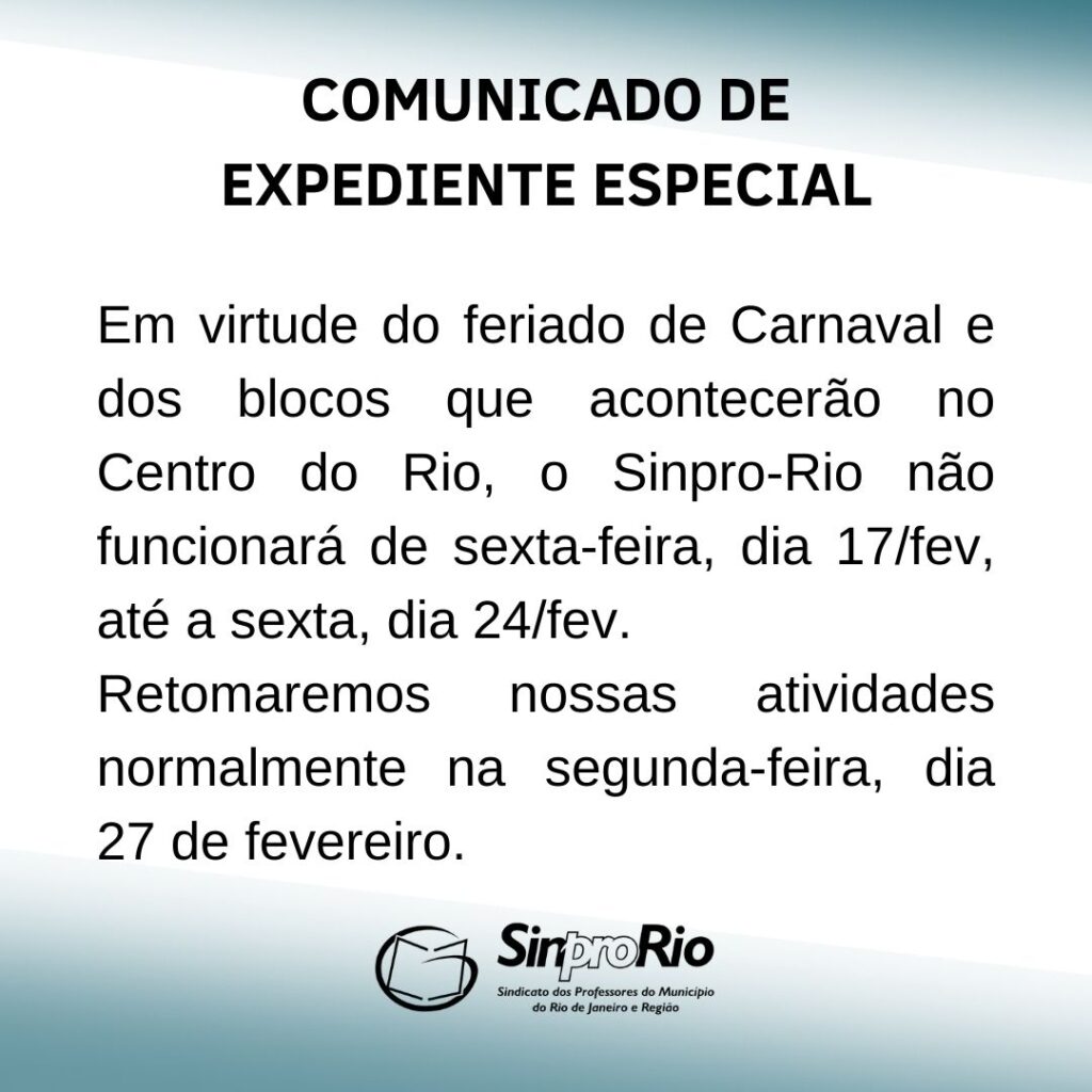 Comunicado de Expediente Especial: Carnaval