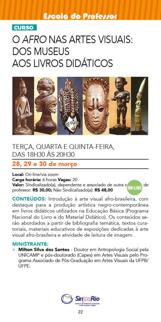 Curso da EP – O Afro nas Artes Visuais: Dos Museus aos Livros Didáticos