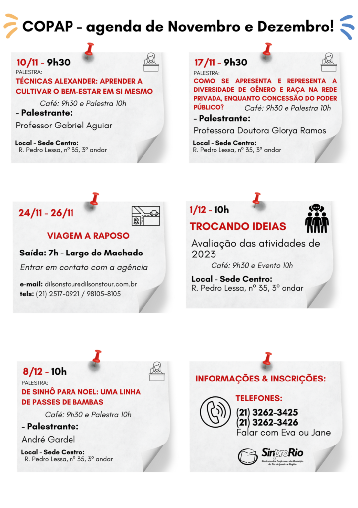 Agenda da Copap de novembro e dezembro: fique por dentro da programação!