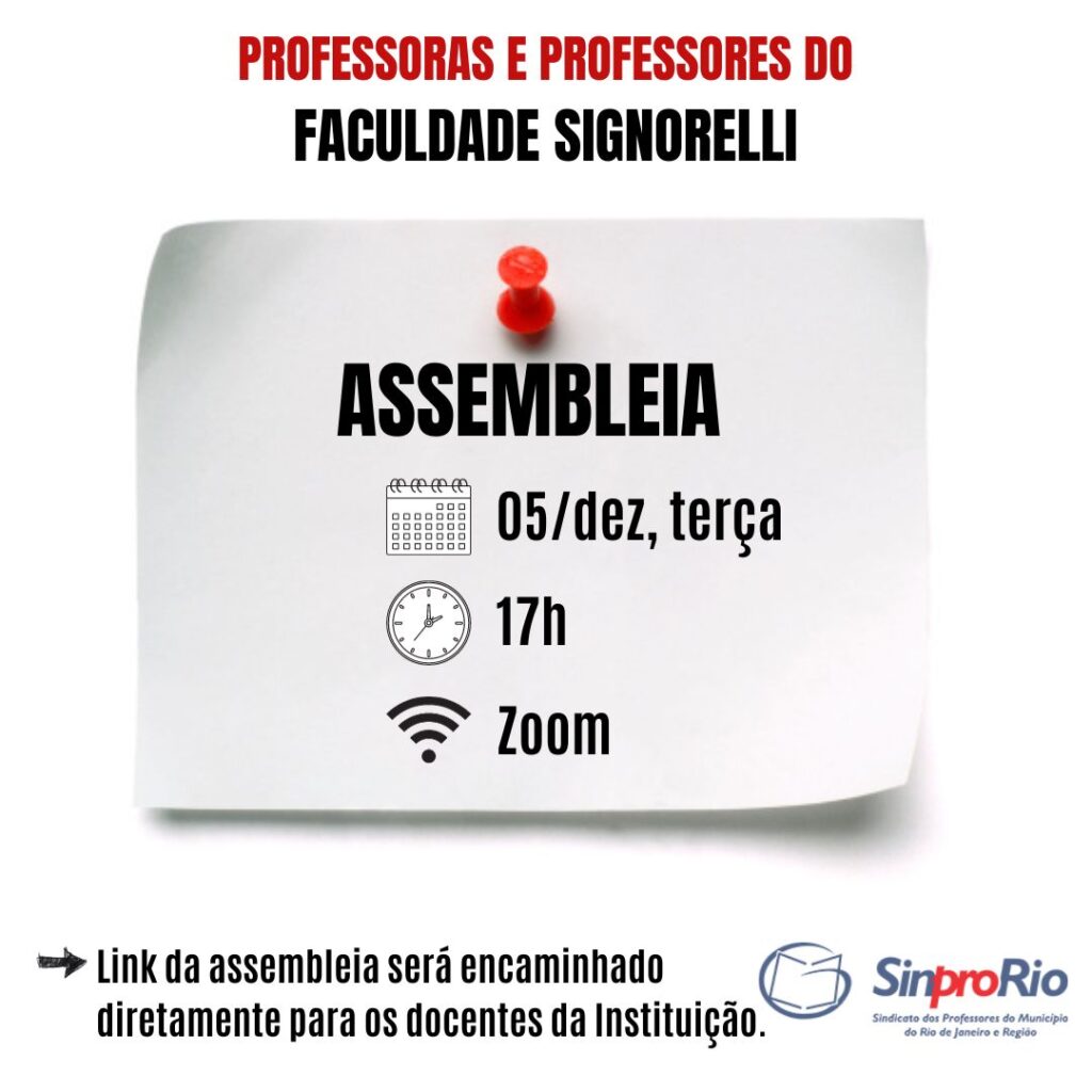 Faculdade Signorelli: assembleia dia 05/12, às 17h!