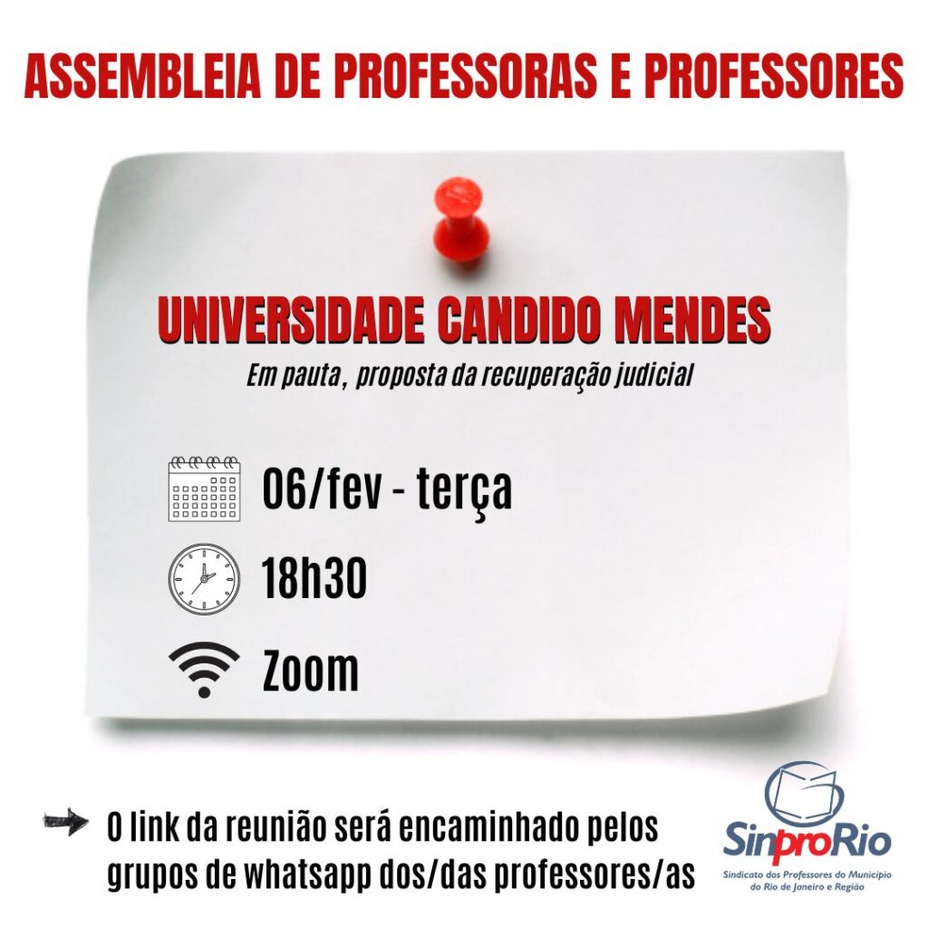 UCAM: assembleia dia 06/02, sobre proposta da recuperação judicial!