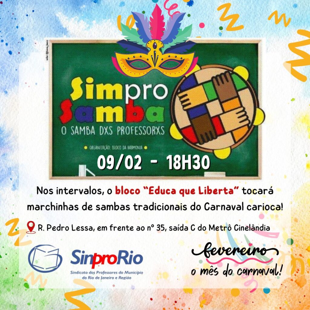 SIM PRO SAMBA: dia 09/fev, às 18h30! Imperdível!