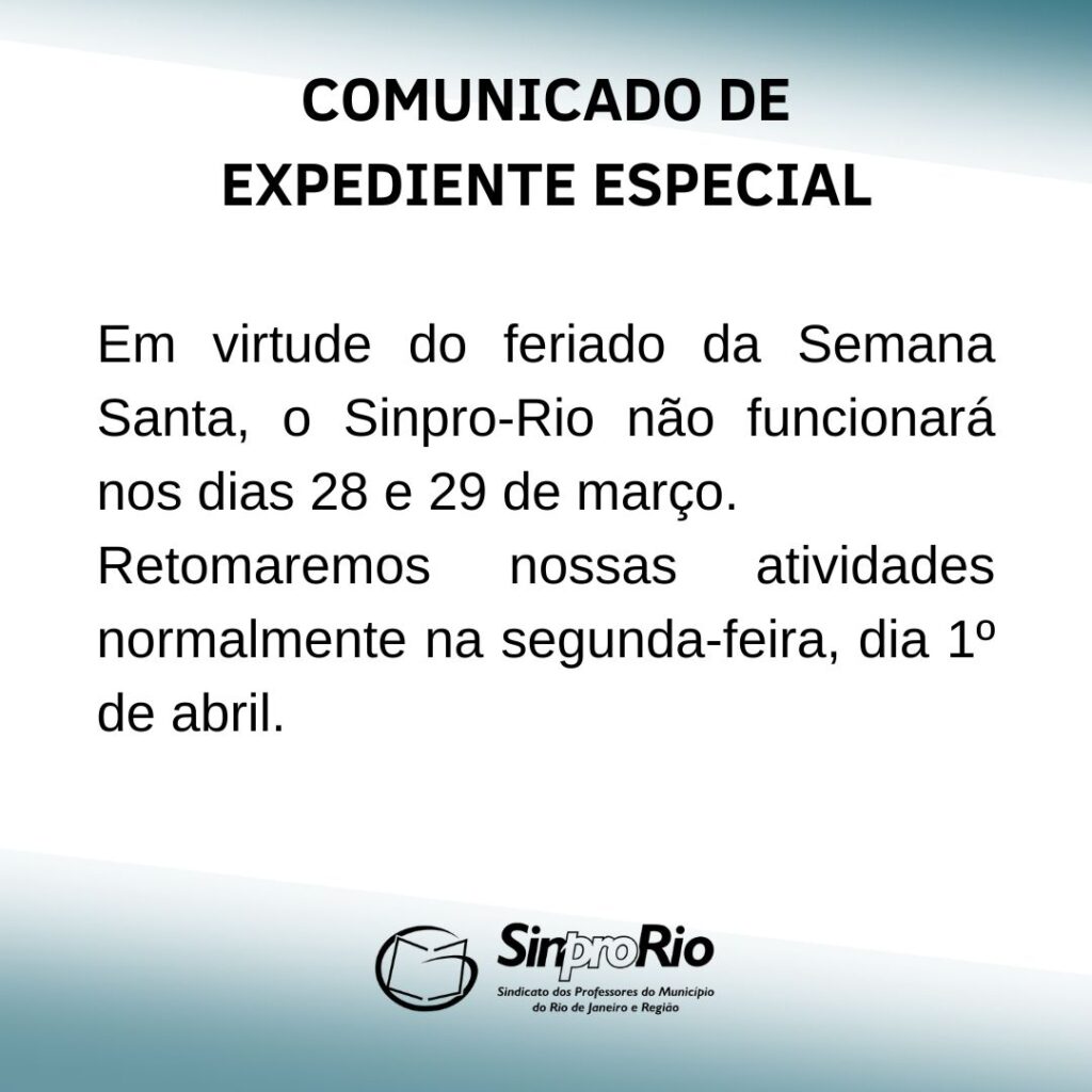 Comunicado sobre expediente durante a Semana Santa