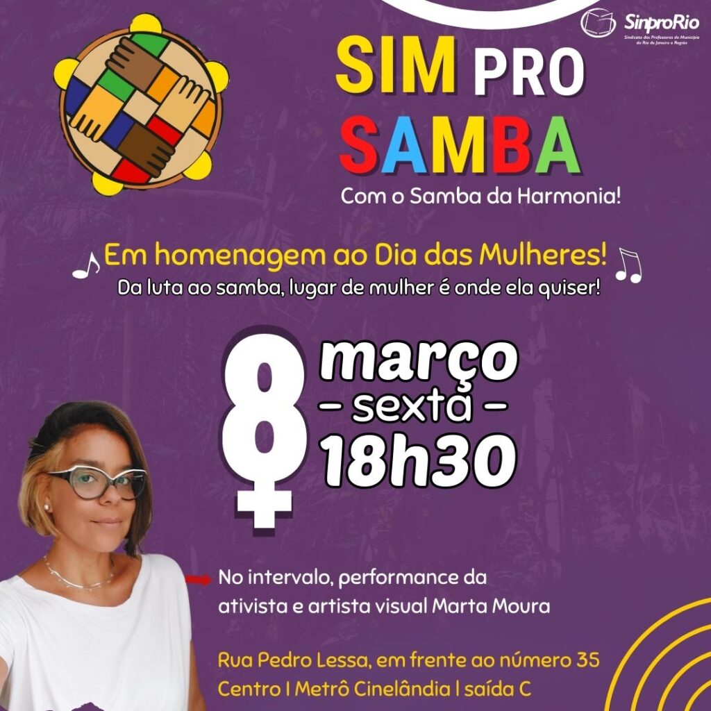 SIM PRO SAMBA: dia 08/03, às 18h30!