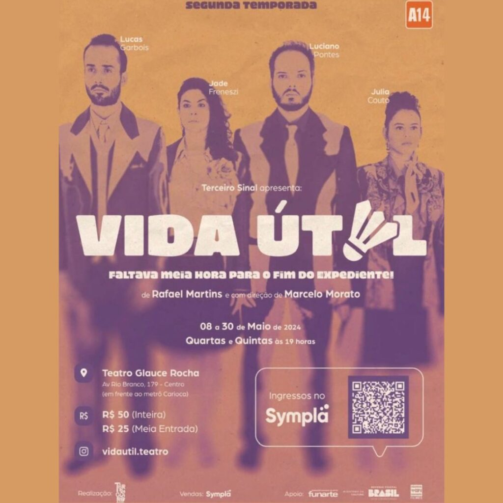 “Vida Útil”, espetáculo que reflete sobre as relações tóxicas no ambiente corporativo, oferece desconto para filiados/as ao Sinpro-Rio!