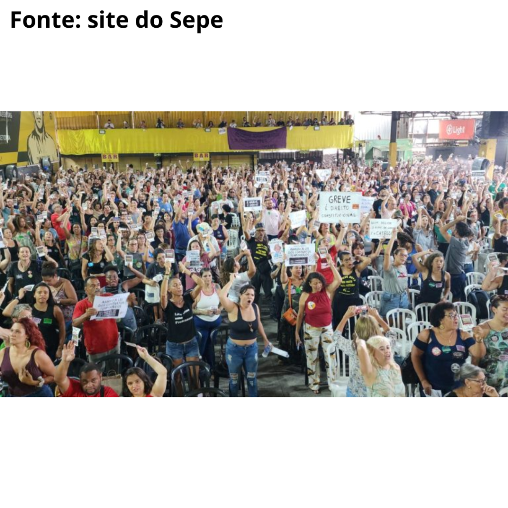 Assembleia decide pela continuação da greve na rede municipal RJ – passeata terça (03/12) da Candelária até a Cinelândia