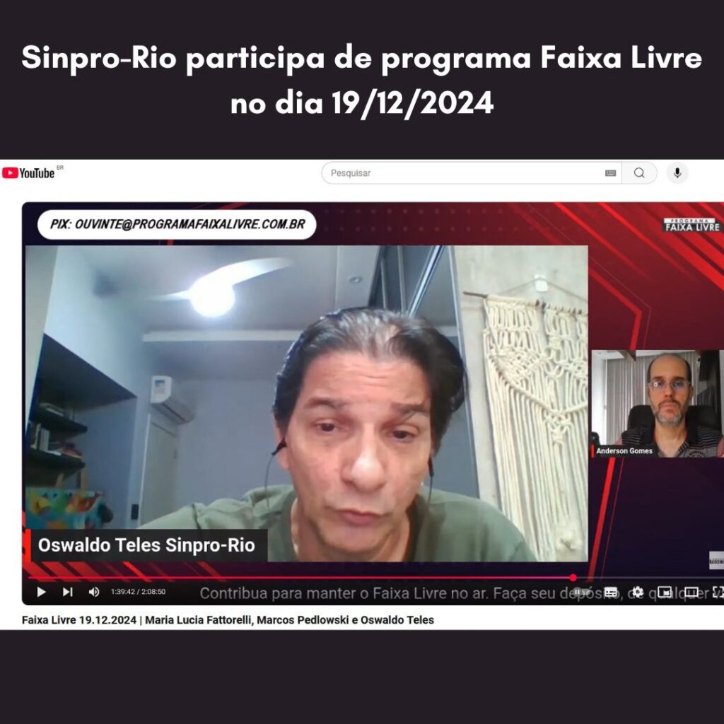 Sinpro-Rio participa de programa Faixa Livre – dia 19/12/2024