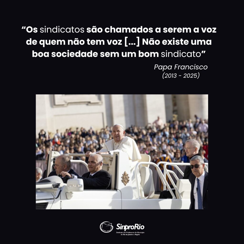 Importante fala do Papa Francisco reforça o papel dos sindicatos para a sociedade!