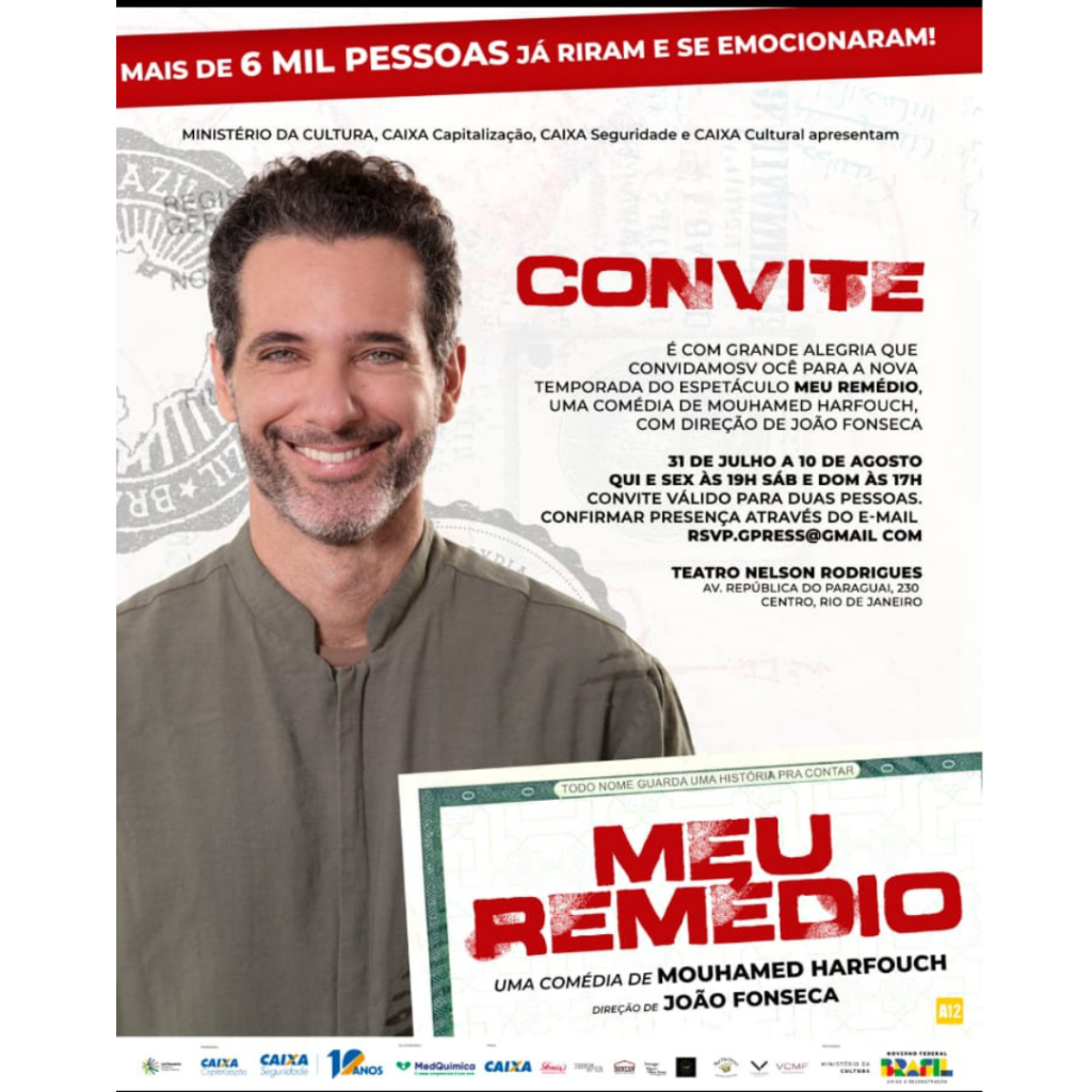 Filiado/a, o Sinpro-Rio vai oferecer 10 convites duplos por sessão desta peça teatral, até o final da temporada!
