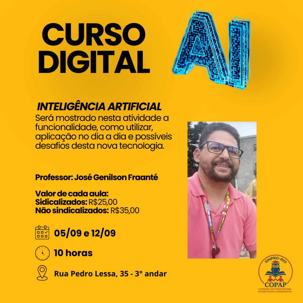 Curso: Inteligência Artificial – Sexta-feira, 05/09, às 10h
