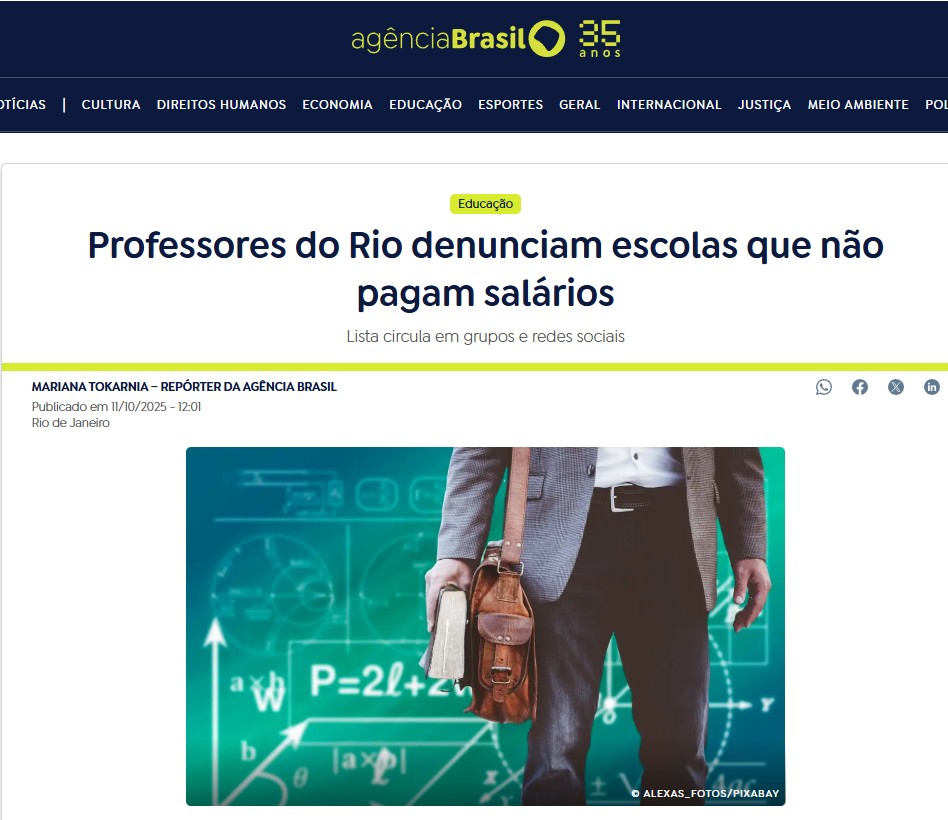 Agência Brasil: “Professores do Rio denunciam escolas que não pagam salários”
