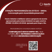 ATENÇÃO PROFESSORES/AS DA ESTÁCIO – UNESA: Convocação para Assembleia presencial!