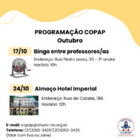 Agenda da COPAP para o mês de Outubro!