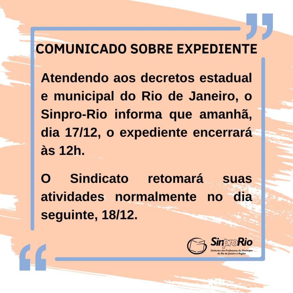 Comunicado de expediente especial dia 17/12