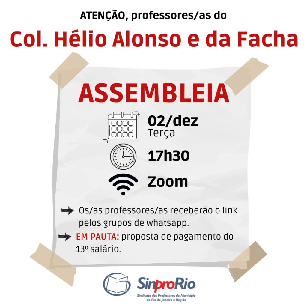 Col. Hélio Alonso e Facha: assembleia virtual dia 02/dez, às 17h30!