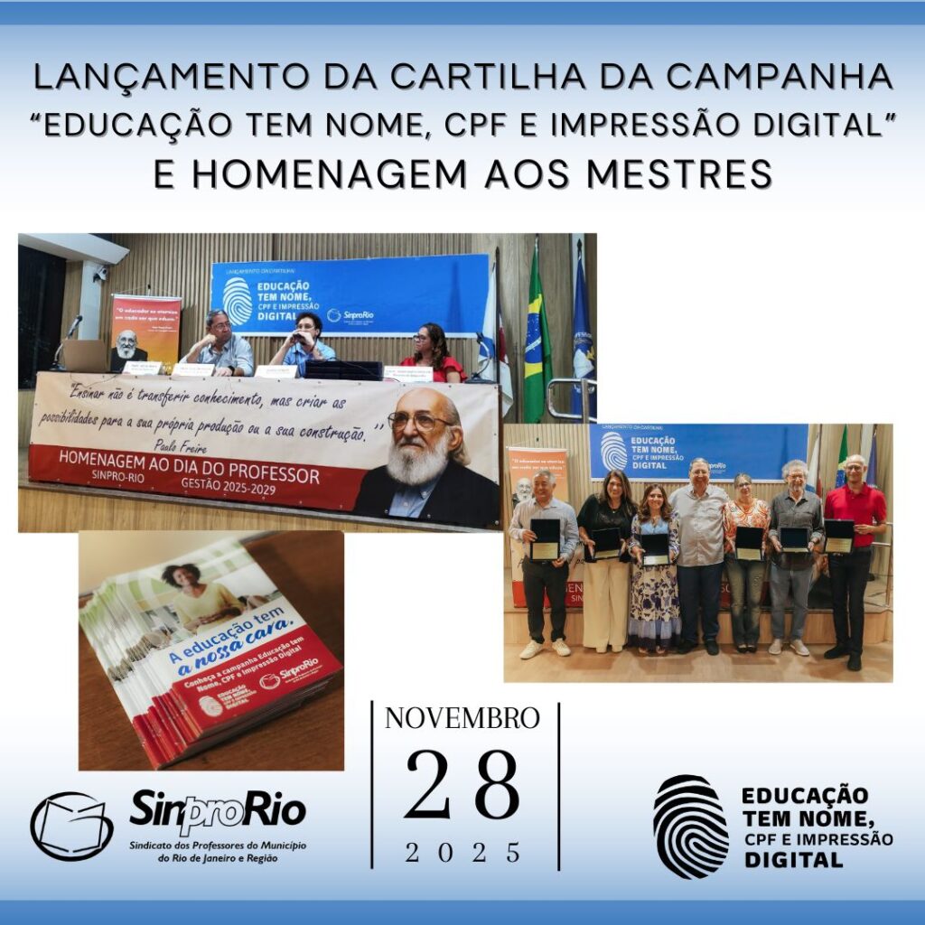 Valorização e reconhecimento: Sinpro-Rio lança cartilha e homenageia mestres