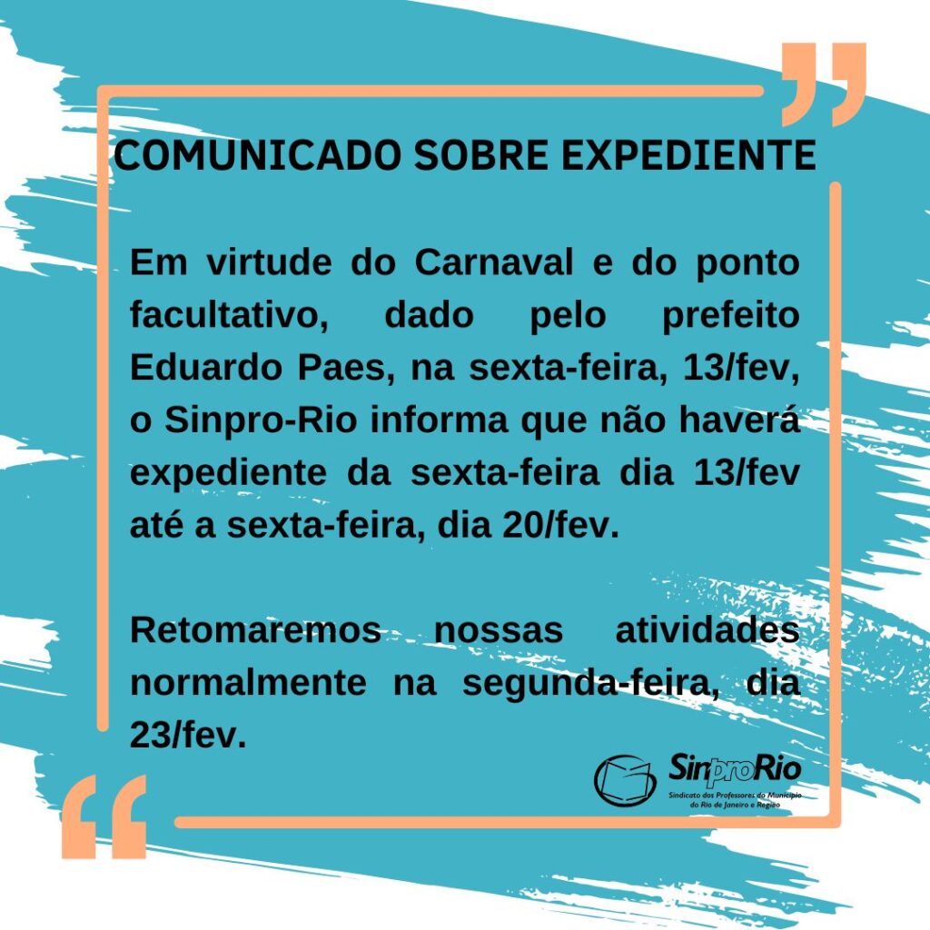 Carnaval – comunicado sobre expediente!