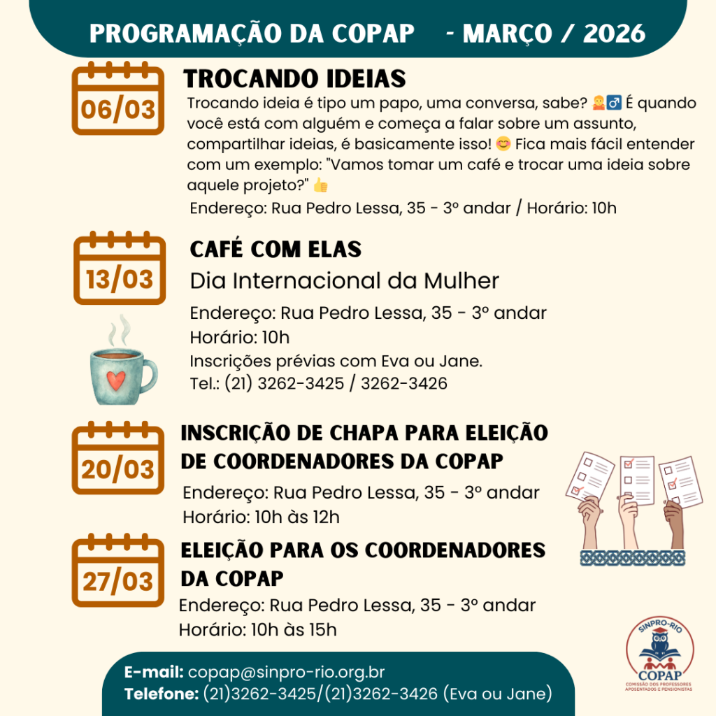 Confira a programação da COPAP em março!