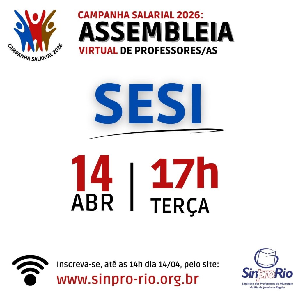 Camp. Salarial 2026 – assembleia on-line do SESI: dia 14/4, às 17h!