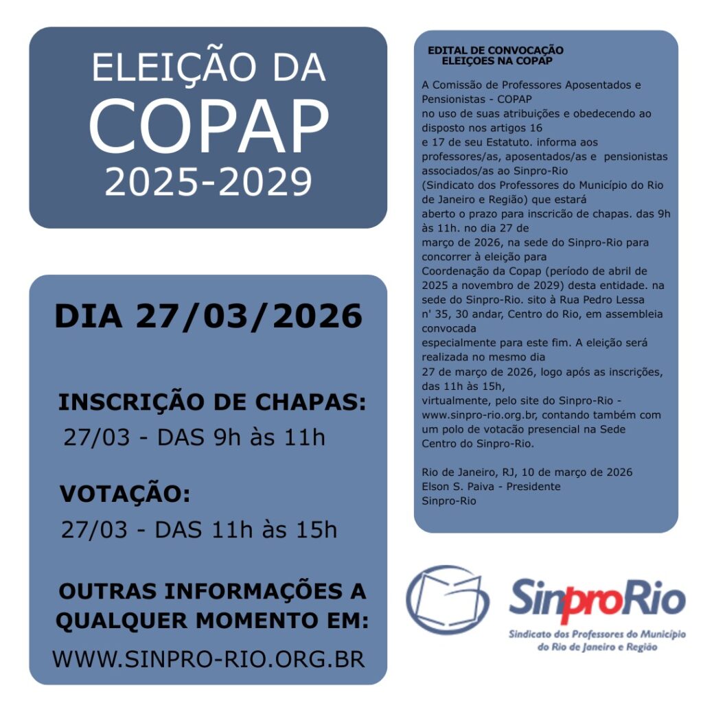 Confira o Cronograma das Eleições da COPAP