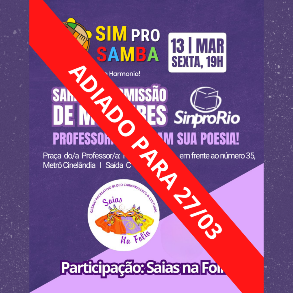 Sarau da Comissão de Mulheres no Sim Pro Samba – 27 de Março