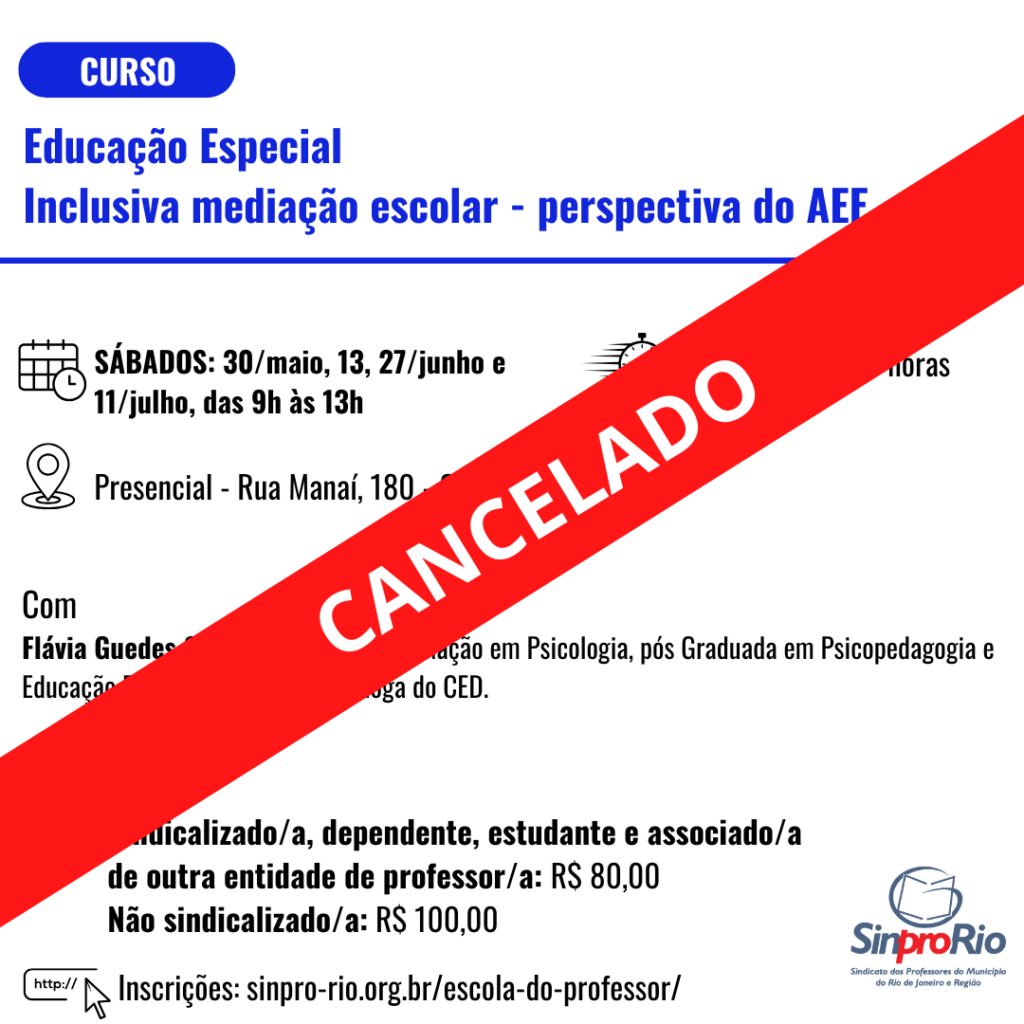 Curso da EP do dia 30/maio Cancelado