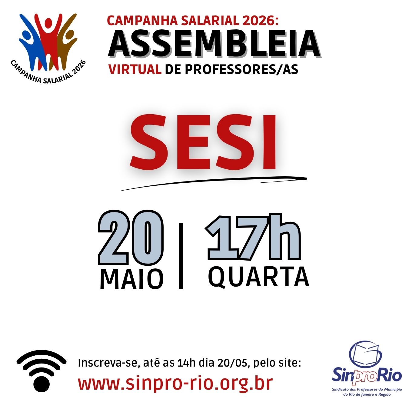 Camp. Salarial 2026 – assembleia virtual do SESI: dia 20/5, às 17h!