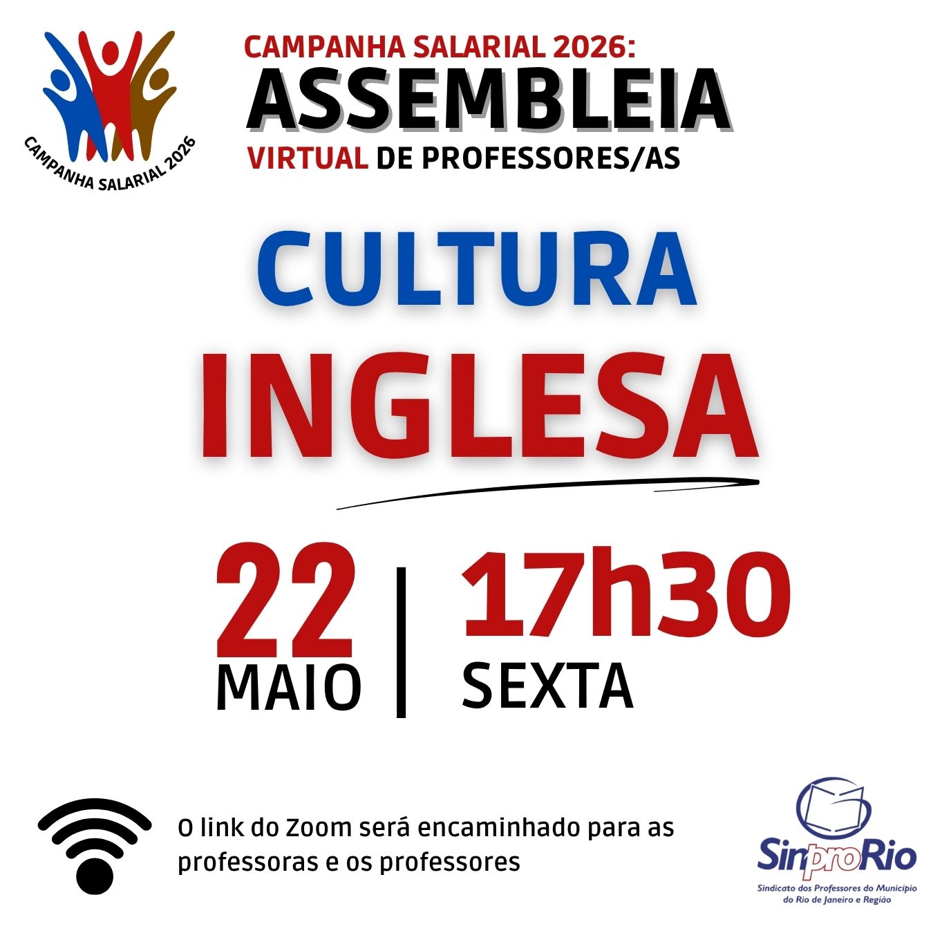 Camp. Salarial 2026 – Cultura Inglesa: assembleia virtual dia 22/maio, às 17h30!
