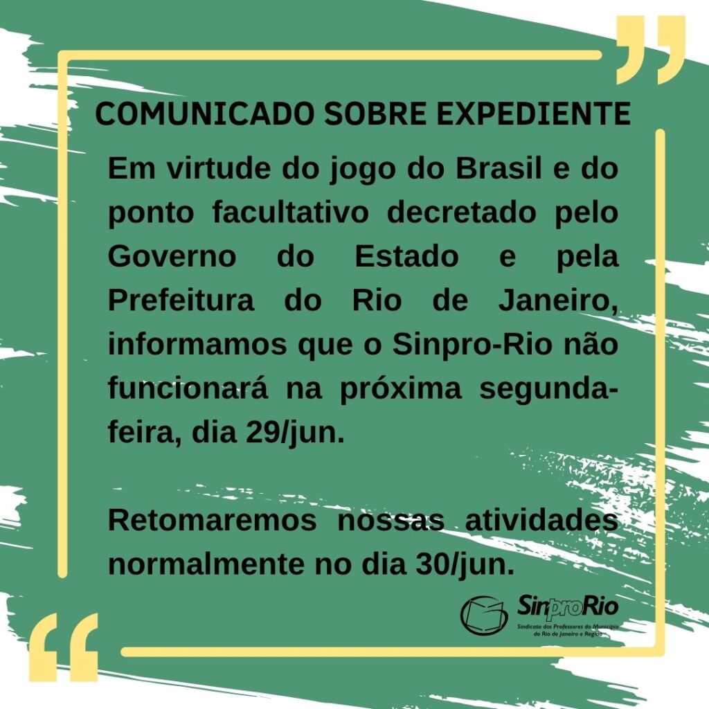 Comunicado sobre Expediente – 29/junho