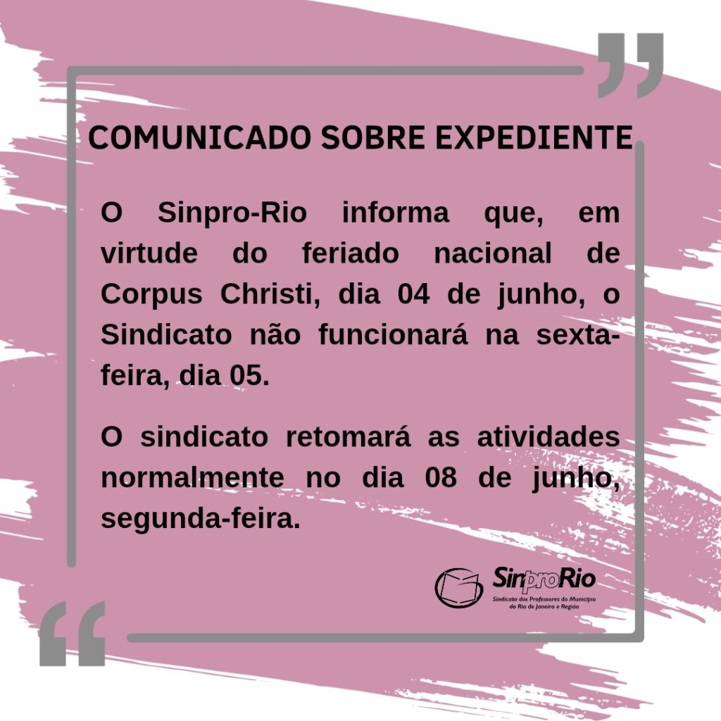 Atenção: Comunicado sobre expediente!
