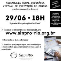 Assembleia Geral Ordinária virtual de Prestação de Contas: 29/06, às 18h!