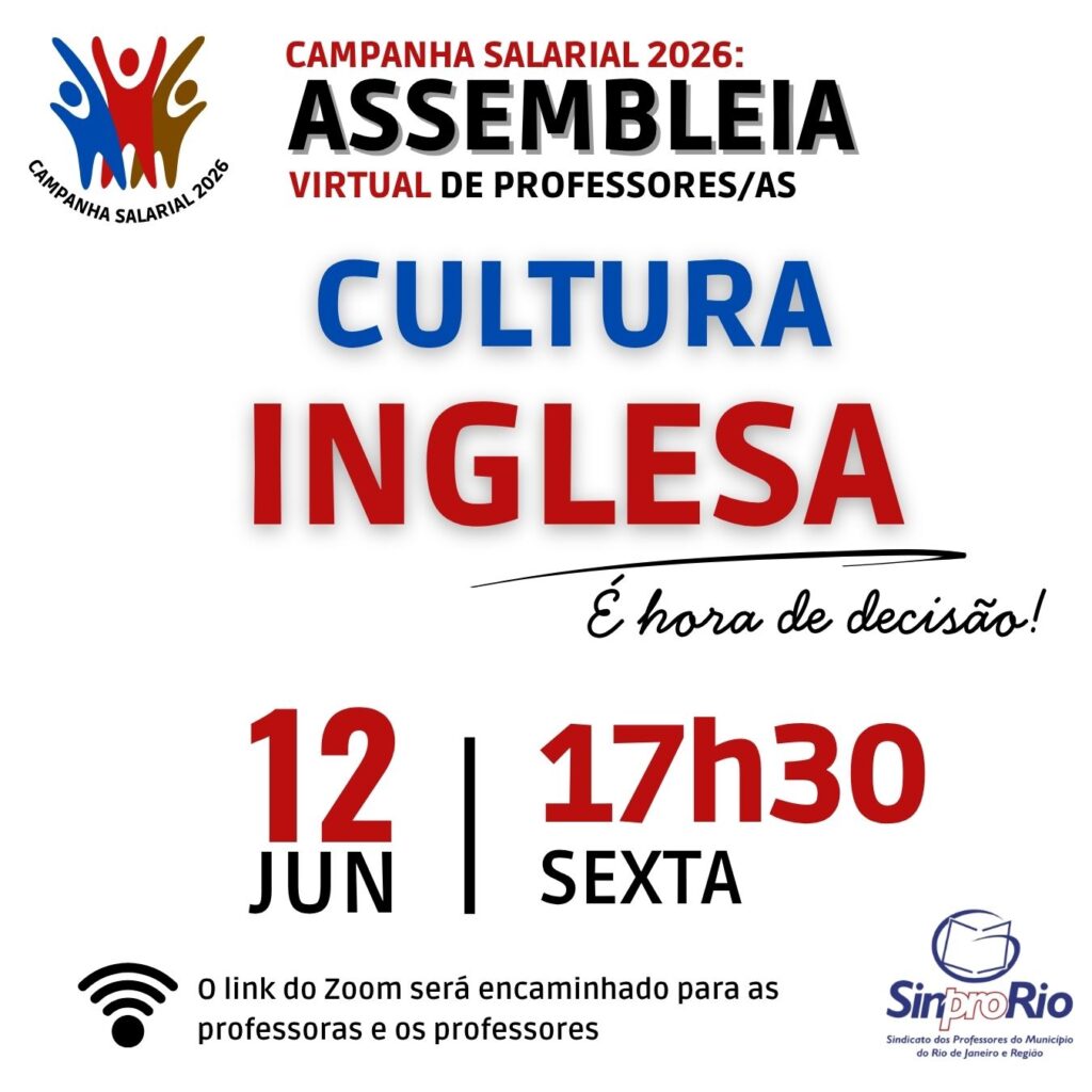 Camp. Salarial 2026 – Cultura Inglesa: assembleia dia 12/junho, às 17h30!