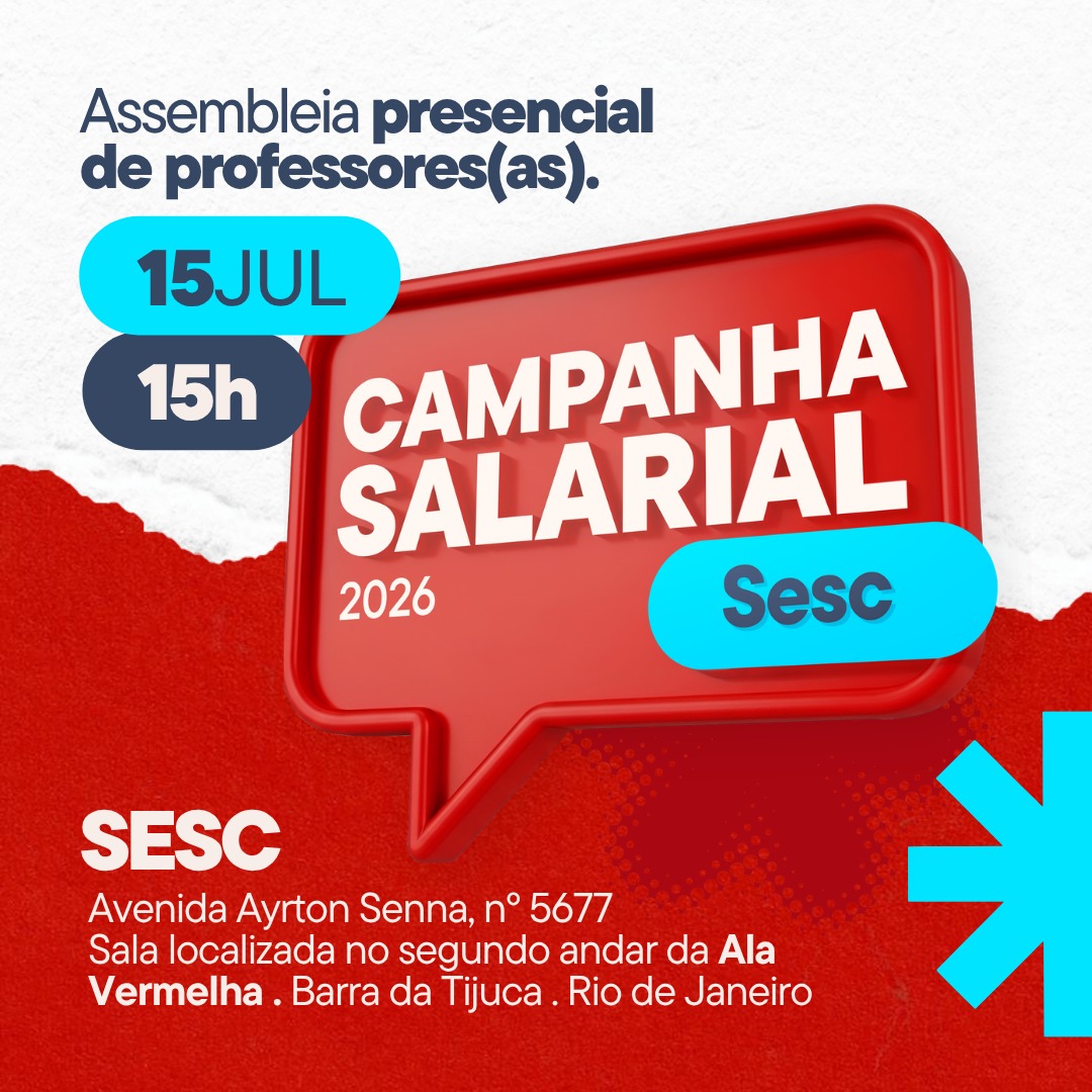 Camp. Salarial 2026 – SESC: assembleia dia 15/jul, às 15h!