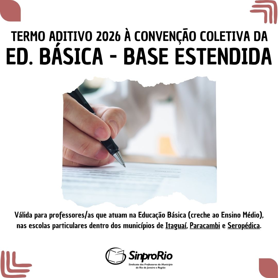 Camp. Salarial 2026 – Ed. Básica – Base Estendida: assinado Termo Aditivo 2026 à Convenção Coletiva!