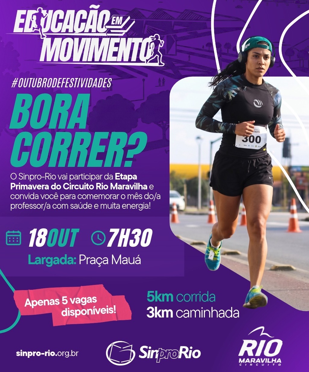 “Bora correr”, professor/a? Sinpro-Rio estreia nas Corridas de Rua no dia 18/10!