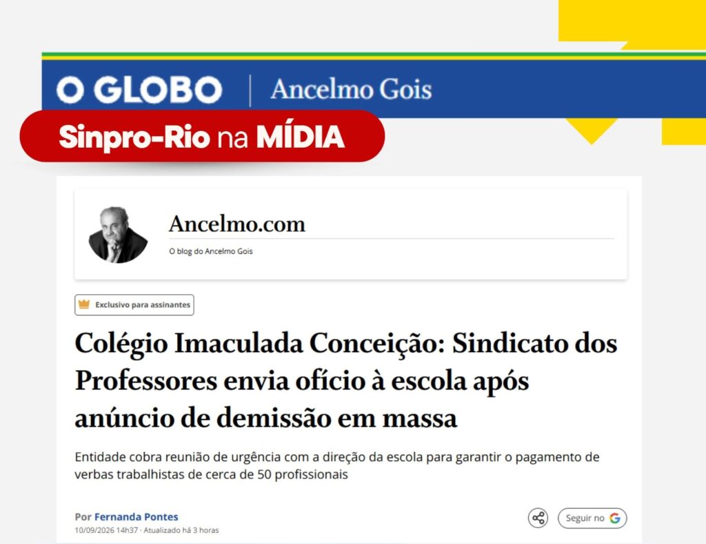 Na Mídia: encerramento das atividades em colégio de Botafogo é assunto no blog do Ancelmo Gois