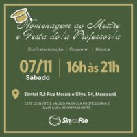 Homenagem ao Mestre e Festa do/a Professor/a: inscrições abertas até 3 de novembro