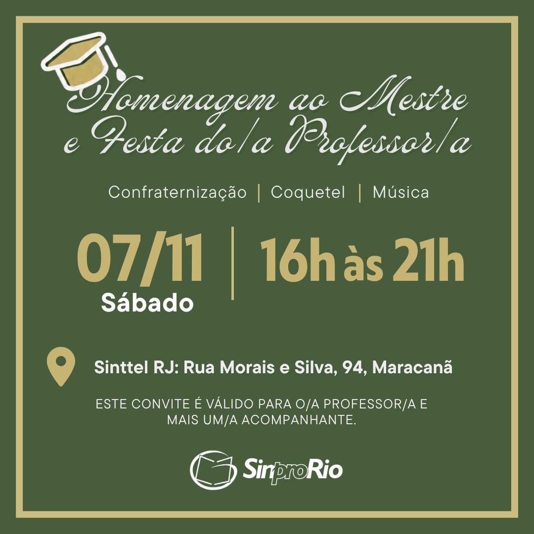 Homenagem ao Mestre e Festa do/a Professor/a: inscrições abertas até 3 de novembro