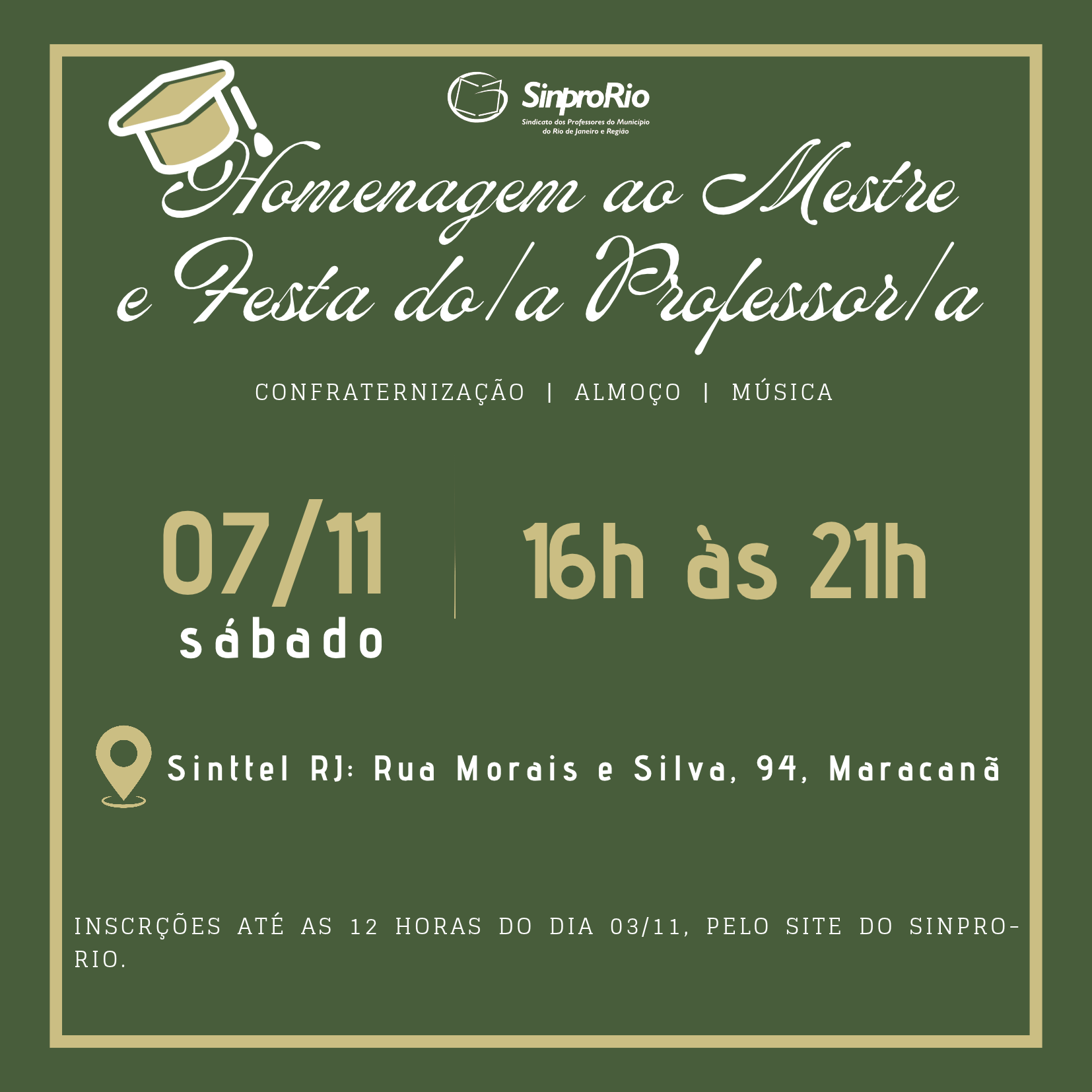 Homenagem ao Mestre e Festa do/a Professor/a: inscrições abertas até 3 de novembro